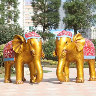 雕塑艺术品厂家泰式花纹六牙大象