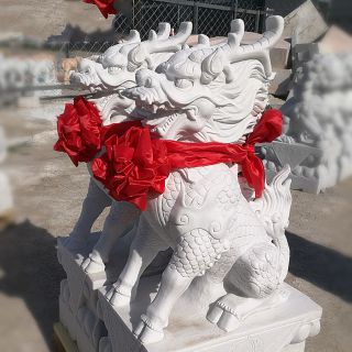 雕塑制作工厂汉白玉神兽麒麟石雕